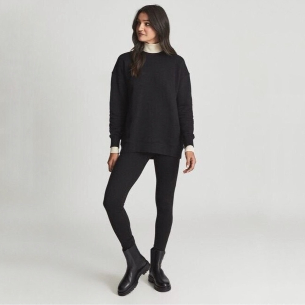 REISS BLACK TAN RIBBED TURTLENECK CUFFS ROBYN TUNIC SWEATER SWEATSHIRT - Picture 9 of 12